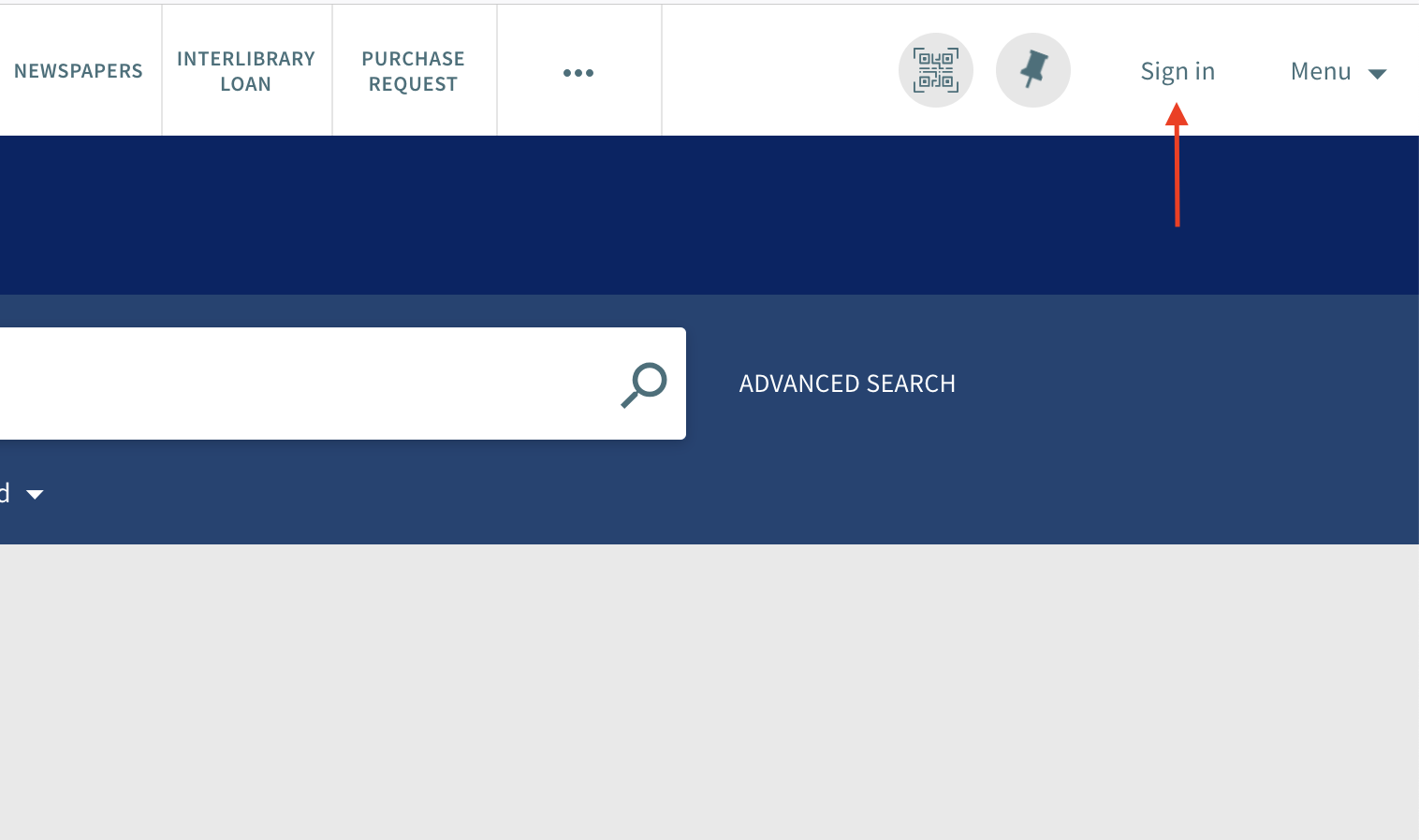 Screenshot of Library catalog
